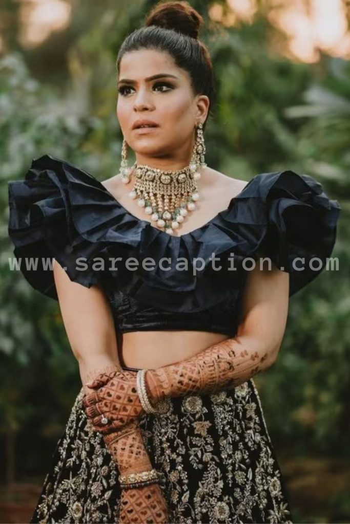Saree Blouse Design Idea With Ruffled Shoulders